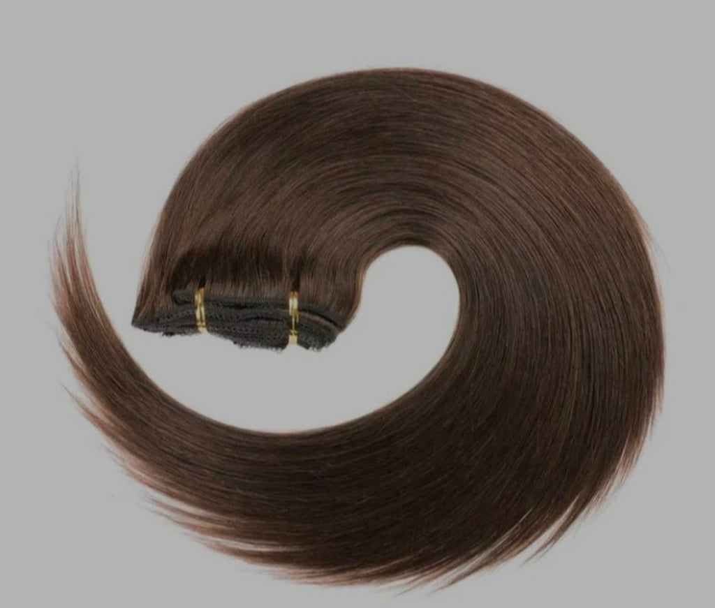 Straight Choclate Brown Clip In Extensions