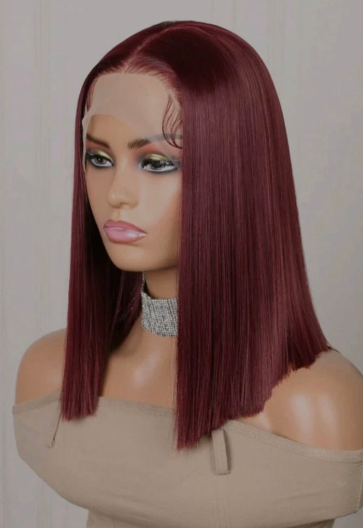 Burgundy Lace Front Wig - Human Hair blend