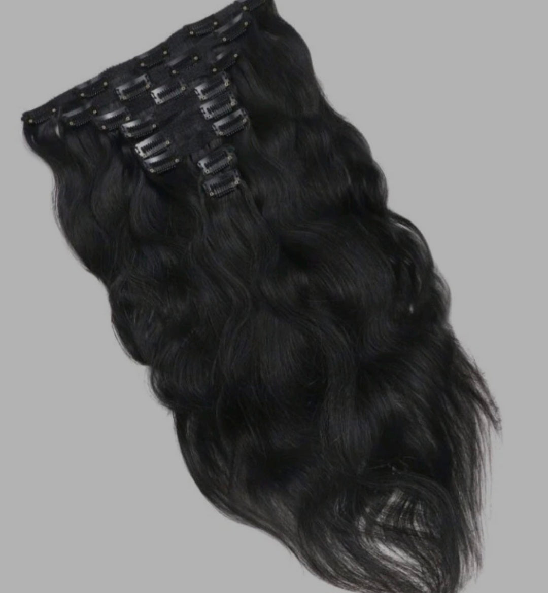 8Pcs Black Wavy One Set Clip In Extensions